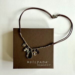 Silpada Leather, Silver & Brass Charm Necklace